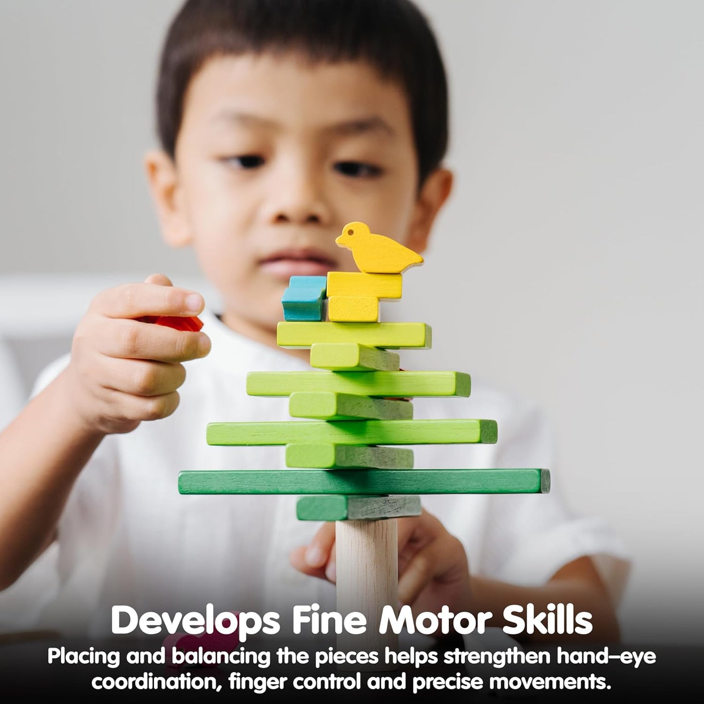 PlanToys® Balancing Cactus | Montessori Wooden Toy for Toddlers | STEM Game for Fine Motor Skills, Logic & Coordination | Eco-Friendly Educational Toy for Kids Ages 3+