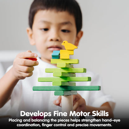 PlanToys® Balancing Cactus | Montessori Wooden Toy for Toddlers | STEM Game for Fine Motor Skills, Logic & Coordination | Eco-Friendly Educational Toy for Kids Ages 3+