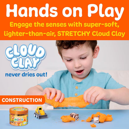Creativity for Kids Sensory Minis Construction Kit | Cloud Clay Sensory Toy with Excavator for Kids | Spring Crafts that are Mess-Free, Screen-Free Travel Toy (Ages 3+)