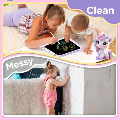 Genialba LCD Writing Tablet for Kids, Colorful Screen Drawing Board for 3-7 Year Old Boys & Girls - Educational Toys for Birthday & Christmas (Penguin)