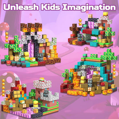 Magnetic Blocks Toys for Kids, 100 PCS Building Blocks Cubes, Stacking Magnetic Tiles Toys for Kids Toddlers Boys Girls Ages 3 4 5 6 7 8-12 Birthday Gifts Party Supplies (Underworld)