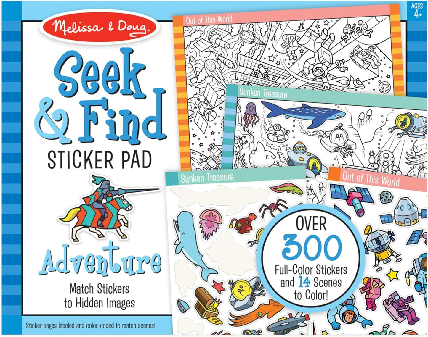 Melissa & Doug Seek and Find Sticker Pad – Adventure (400+ Stickers, 14 Scenes to Color) Search and Find Sticker Pads, Arts and Crafts Activity for Kids Ages 4+ - FSC-Certified Materials