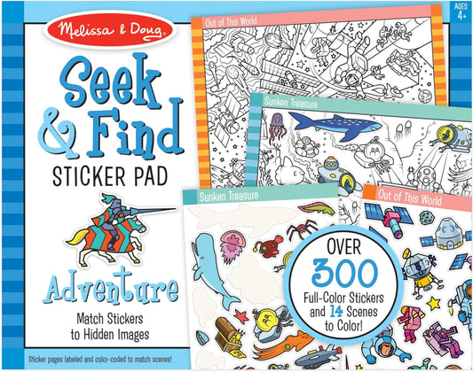 Melissa & Doug Seek and Find Sticker Pad – Adventure (400+ Stickers, 14 Scenes to Color) Search and Find Sticker Pads, Arts and Crafts Activity for Kids Ages 4+ - FSC-Certified Materials