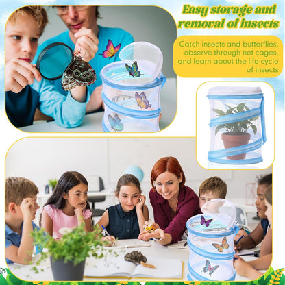 Sherr Mini Butterfly Habitat Cage Clear Mesh Butterfly Net Cage Container Foldable Terrarium, 6.2x7.1inch