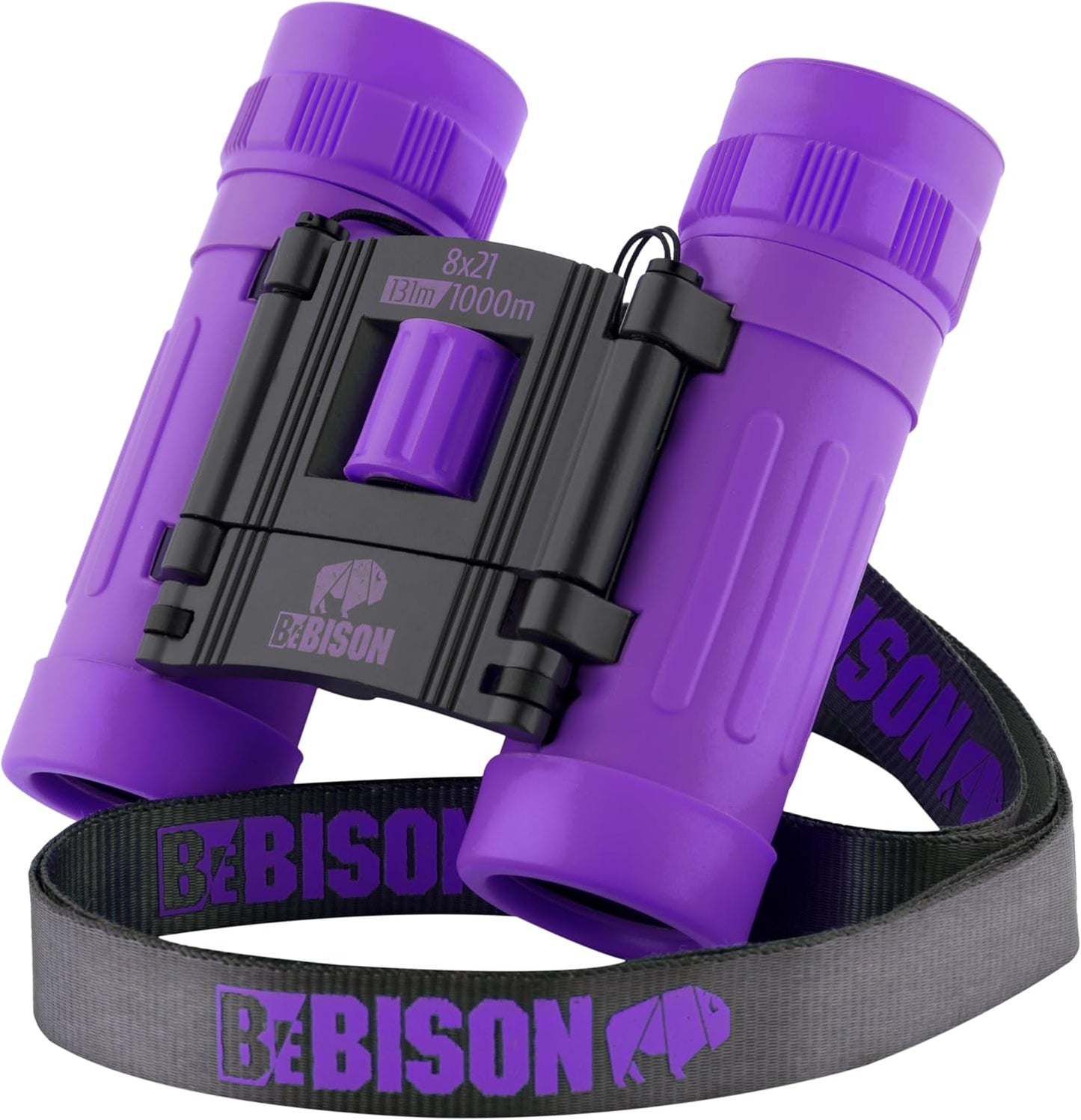 BeBison Binoculars for Kids - 8x21 High Resolution Real Optics - Compact Folding Shockproof Kids Binoculars for Bird Watching - Spy Games - Outdoor Play for Boys and Girl
