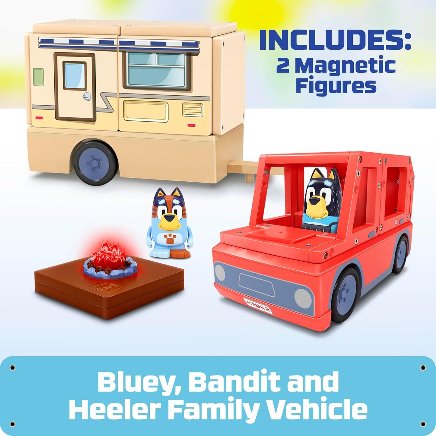 Tile Town Bluey Heeler Family Home 52-Piece Magnetic Tile Playset, Interactive STEM Magnetic Tiles Toys, Includes Bluey & Bingo Figures, Action Tiles