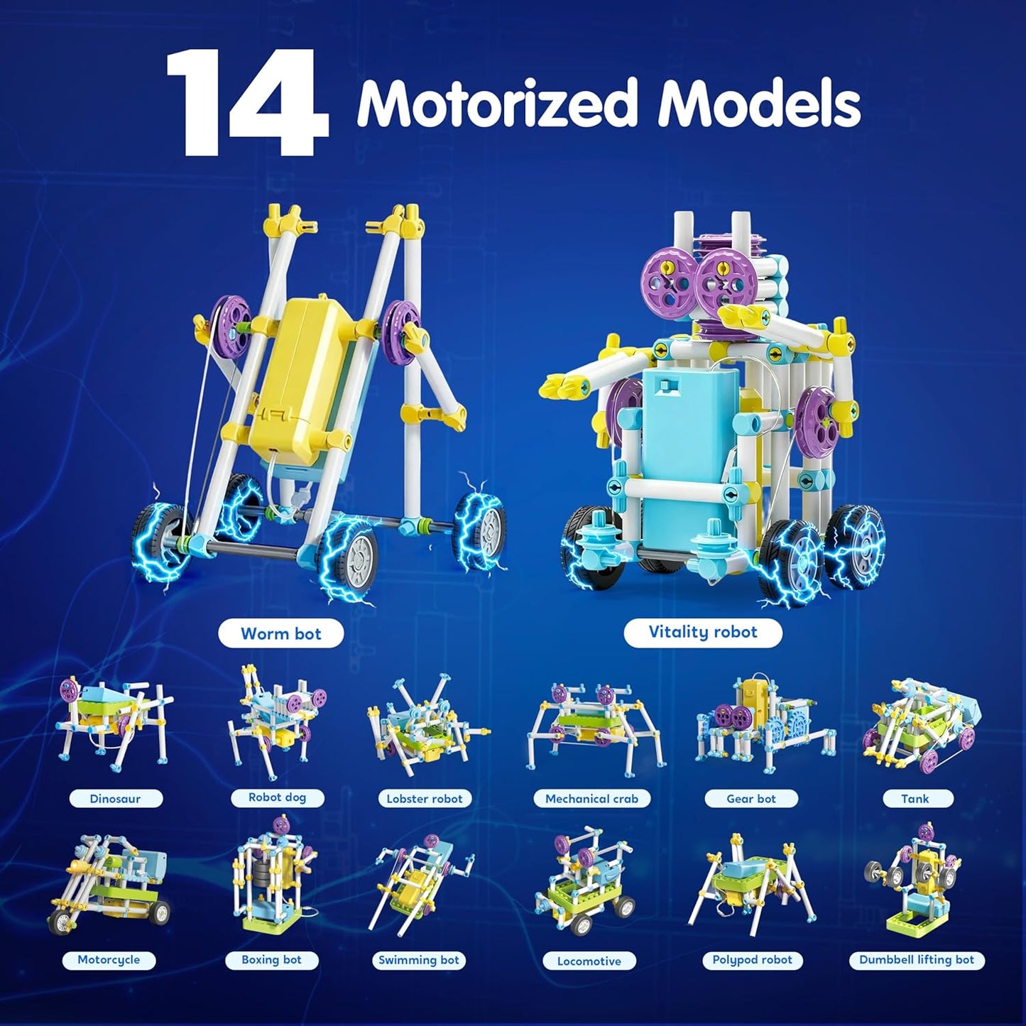 JOVA Klever Kits 36-in-1 Motor Robotic Kits, Make Your Own Kids Craft Kits Educational STEM Toys for Ages 8-13 Boys and Girls, Science Gifts for 8 Years Old