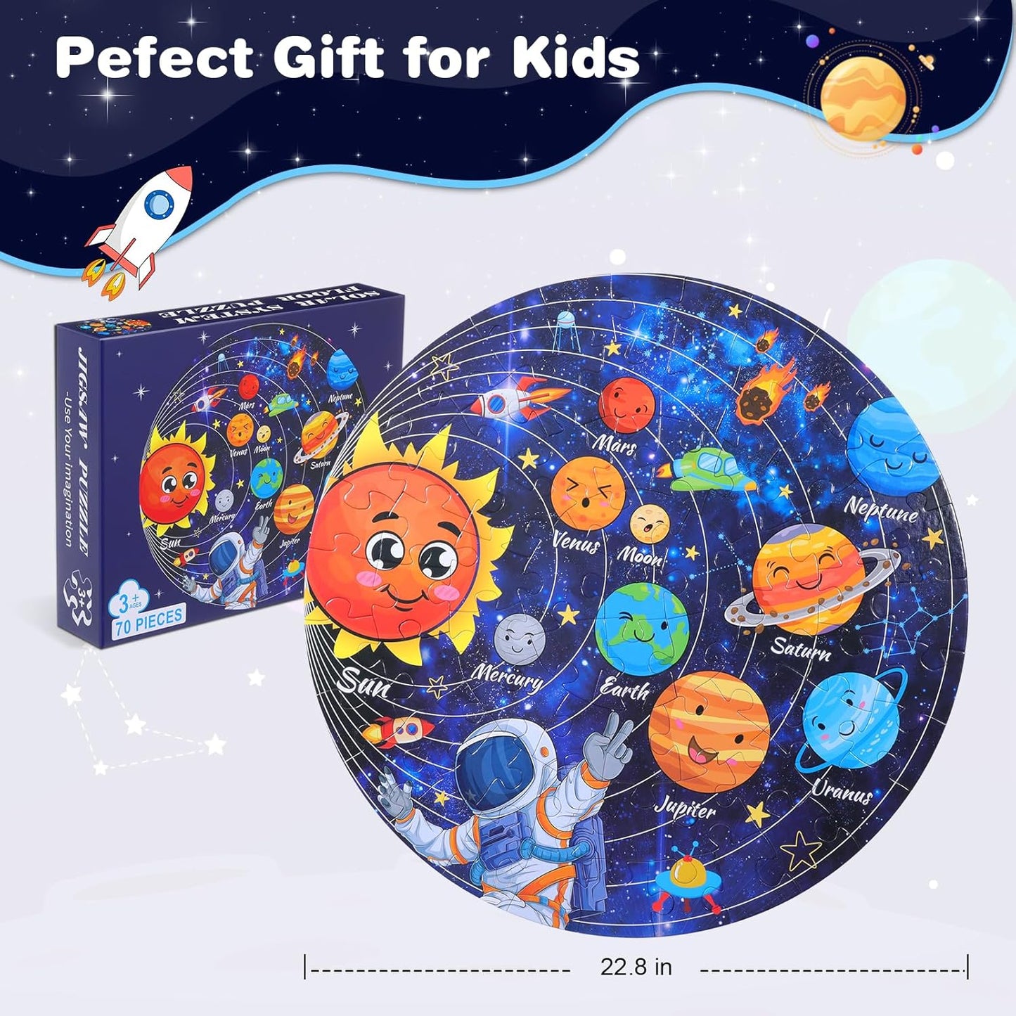 Civaner 70 Pieces Floor Puzzles Round Large Puzzles for Kids Ages 3-5 5-8 Jumbo Jigsaw Puzzle Educational Gifts for Toddlers Girls Boys Baby Shower Holiday Birthday(Unicorn)