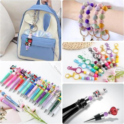 65Pcs 19mm Silicone Beads for Keychain Making Bracelet Necklace, Bulk Round Silicone Beads for Pens（Christmas Green） - Colors B