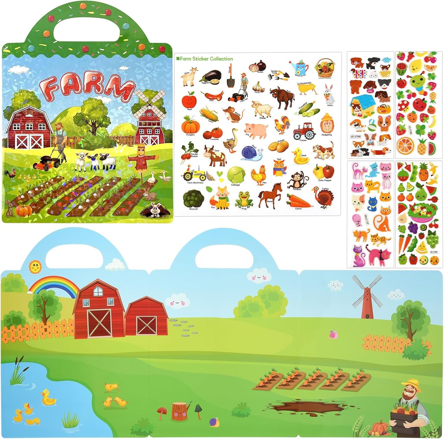 ASTARON Reusable Sticker Book for Toddlers, 88 Pcs Dinosaur Stickers Road Trip Activities Car Airplane Activities Travel Toys for Kids, Kids Quiet Time Activities (2-6 Age)