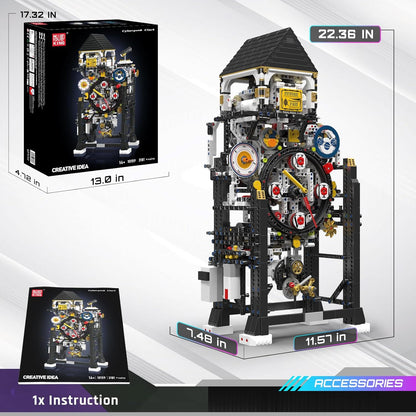 Mould King Cyberpunk Grand Clock Building Blocks Set, 3675+ Pcs Real-Time Clock Model Kit with Mechanical Gears, App Control Electric Building Model Kit, Creative Gift Toys for Adults Teens