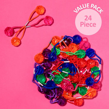 20pc Ponytailers Balls Elastics 18mm Round Opaque Multicolored Twin Beads Bauble Holders Toddler Kids Braiding Styling