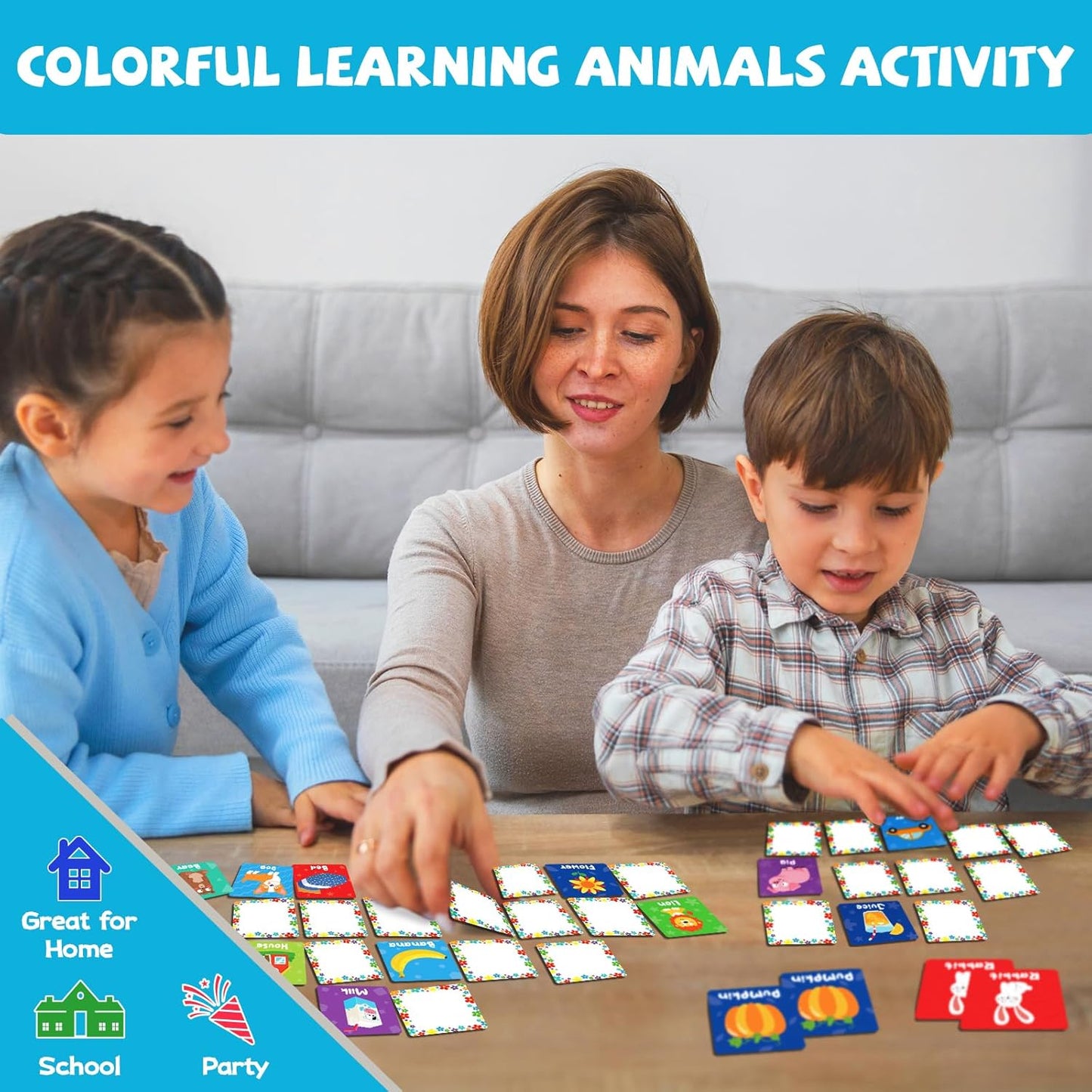 zheyistep 100 PCS Animal Matching Game for Kids Toddlers Memory Game, Animal Match Game Concentration Card Game for Boys Girls Preschool Learning Activities