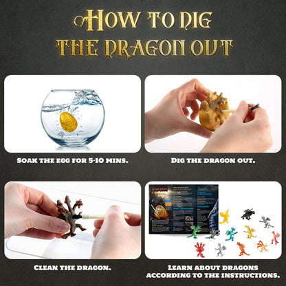 Dig a Dozen Dragon Egg Dig Kit-12 Pack Golden Dragon Eggs Excavation Science Toys with Tools & Mythical Learning Guide, Dragon Toys Gift 3-12 Year Old, Birthday Party Favors Gifts for Kids Boys Girls