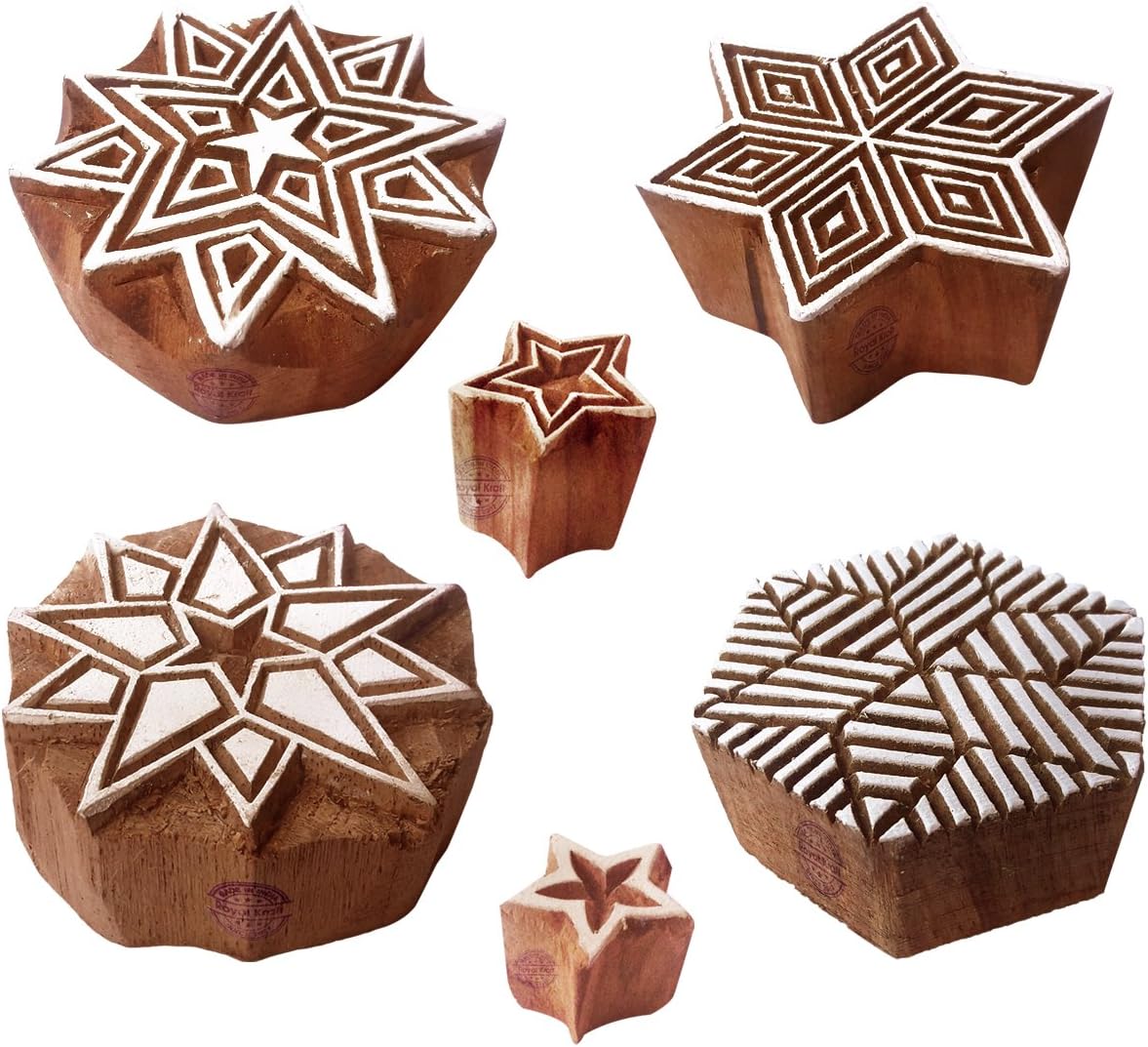 Pottery Printing Blocks Retro Fish Pattern Wooden Stamps (Set of 6) Htag1958