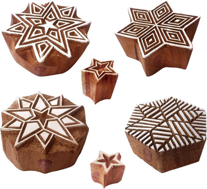 Pottery Printing Blocks Retro Fish Pattern Wooden Stamps (Set of 6) Htag1958