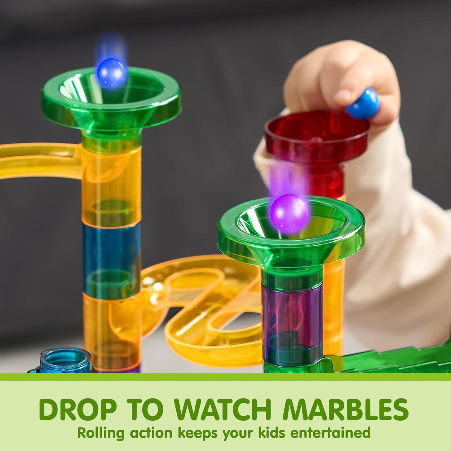 JOYIN 137Pcs Glowing Marble Run - Construction Building Blocks Toys with 15 Glow in The Dark Plastic Marbles, STEM Toy Presents for Boys and Girls, Birthday Gifts, Easter Basket Stuffers