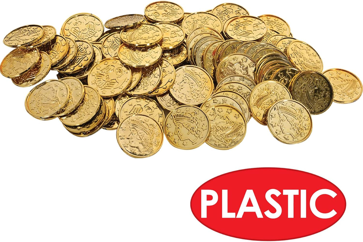 Beistle 200 Piece Embossed Plastic Coins For Pirate Treasure Chest Favors, Casino Theme Decorations