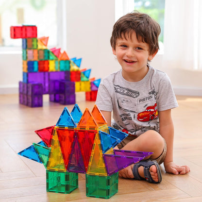 MEGAGONTILES Marble Run Magnetic Tiles Set 120PCS | STEM-Authenticated Magnetic Building Blocks with Marble Track Pieces | Educational Construction Toy for Kids Ages 3–8 (Boys & Girls)