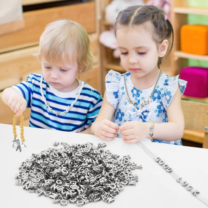 Augshy 400Pcs Large Letter Beads, Macaroon Hollow Letter Beads Plastic A-Z Mixed Alphabet Shape Bead for Jewelry Making Bracelets Necklaces Key Chains Shoelaces Crafts Party Decor(9 x 12 mm)