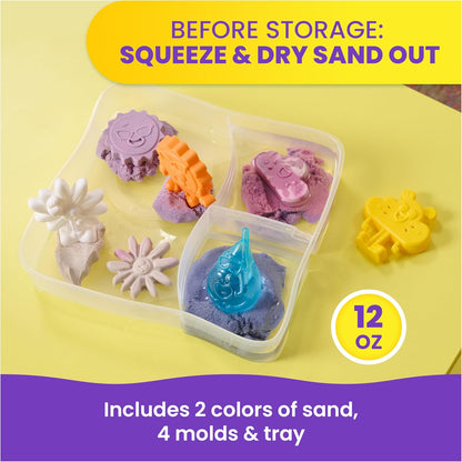 Kinetic Sand, Splash Starter Case with 6oz Color-Change Play Sand, 3 Tools & Molds, Reusable Storage, Sensory Toys, Holiday Gifts & Stocking Stuffers for Kids Ages 3 and up