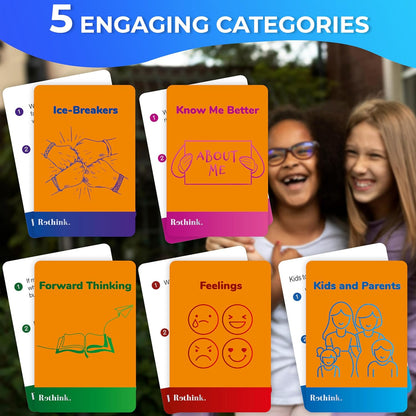 QUOKKA Conversation Cards Game - Kids Edition | 500 Questions | Original Version | Share Thoughts - Fun Talking Board Game for Family Night