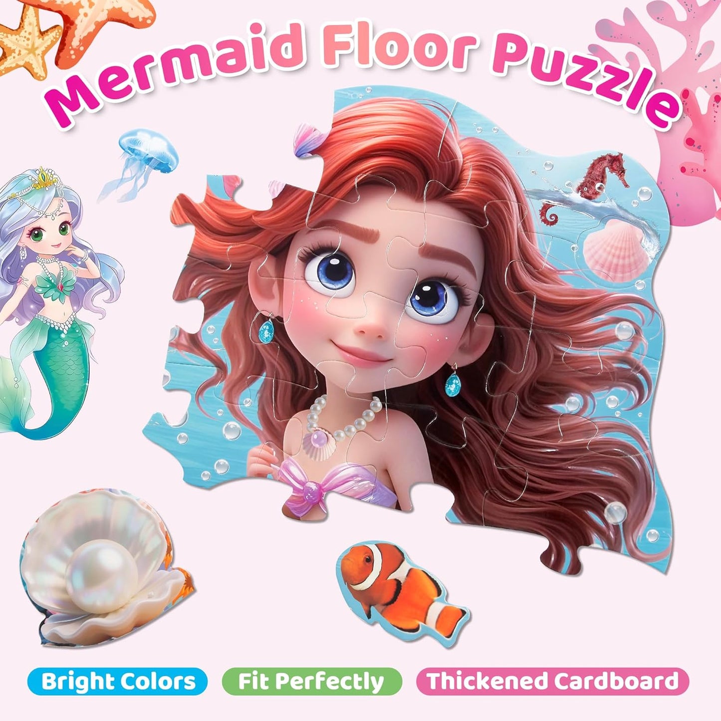 Floor Puzzles for Kids Ages 3-5, Unicorn Puzzles for Toddler Ages 4-6, 50 Pieces Jumbo Puzzles with Box, Unicorn Toys for Gifts 3-8 Years Old
