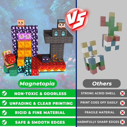 Magnetic Blocks - 200PCS Magnetic Blocks with 6 Base Plate, Magnetic Building Blocks for Kids Ages 4 5 6 7 8, Stacking Magnets for Kids, Birthday Gifts for 3-10 Year Old Boy Girls, STEM Toys