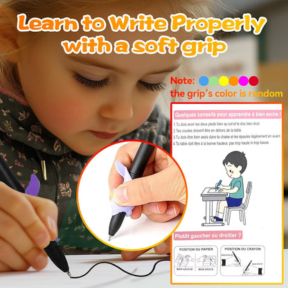4 Magic Grooved Writing Practice for Kids - English Pre K Tracing Practice Book, Reusable Preschool Handwriting Workbooks Without Tears, 4-Theme Copybooks with Pen Refill for Age 3-10 (English, Small)
