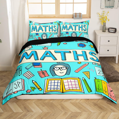 Erosebridal Science Theme Bedding Set Queen Size for Boys Girls Chemistry Periodic Table Print Duvet Cover Chemical Subject Theme Comforter Cover Teens Kids Math Science Atyle Bedspread Cover 3 Pcs