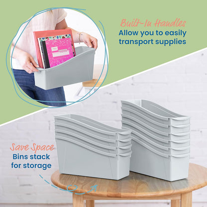 ECR4Kids Linking Plastic Storage Book Bin, Multipurpose Organization, Neon Purple, 10-Piece
