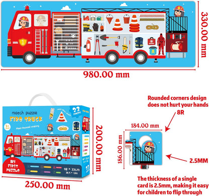 Jumbo Floor Puzzle for Kids,23 Piece Fire Truck Large Jigsaw Puzzles,Puzzle for Toddler Ages 3-5,Fun Educational Preschool Learning Toy Gift for Boys & Girls Ages 4-8