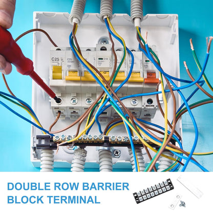 uxcell 10 Pcs Barrier Terminal Strip Block 600V 25A Dual Rows 8 Positions Rail Base Screw Connector(The Shell is Made of Flame Retardant and Heat Resistant Material)