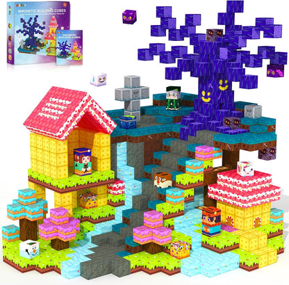 Magnetic Blocks, Magnetic Tiles Building Blocks, Magnet Cubes Toddler Kids Toys, Sensory STEM Toys for 3-5 4-6 5-7 6-8 Year Old Boys Girls Easter Birthday Gifts Travel Outdoor Kids Games (0.8IN/2CM)