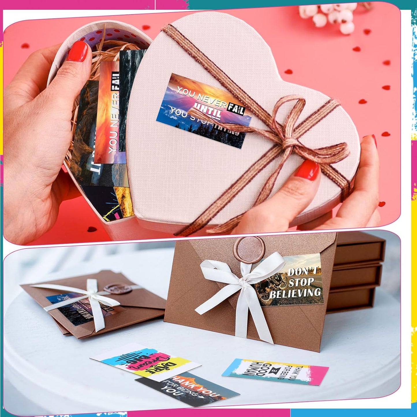 Xuhal 60 Pcs Inspirational Magnets Bulk Rectangle Positive Affirmation Magnets Decals Decorative Inspiring Quotes Fridge Magnetic Stickers for Adults Students Team Motivational Gifts (Classic)