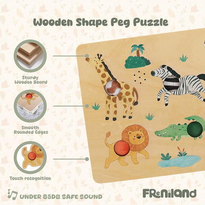 Freniland Press-to-Play Farm Sound Puzzle for Toddlers, Wooden Farm Sound Board with Push Buttons, Montessori Educational Toy for 18M+