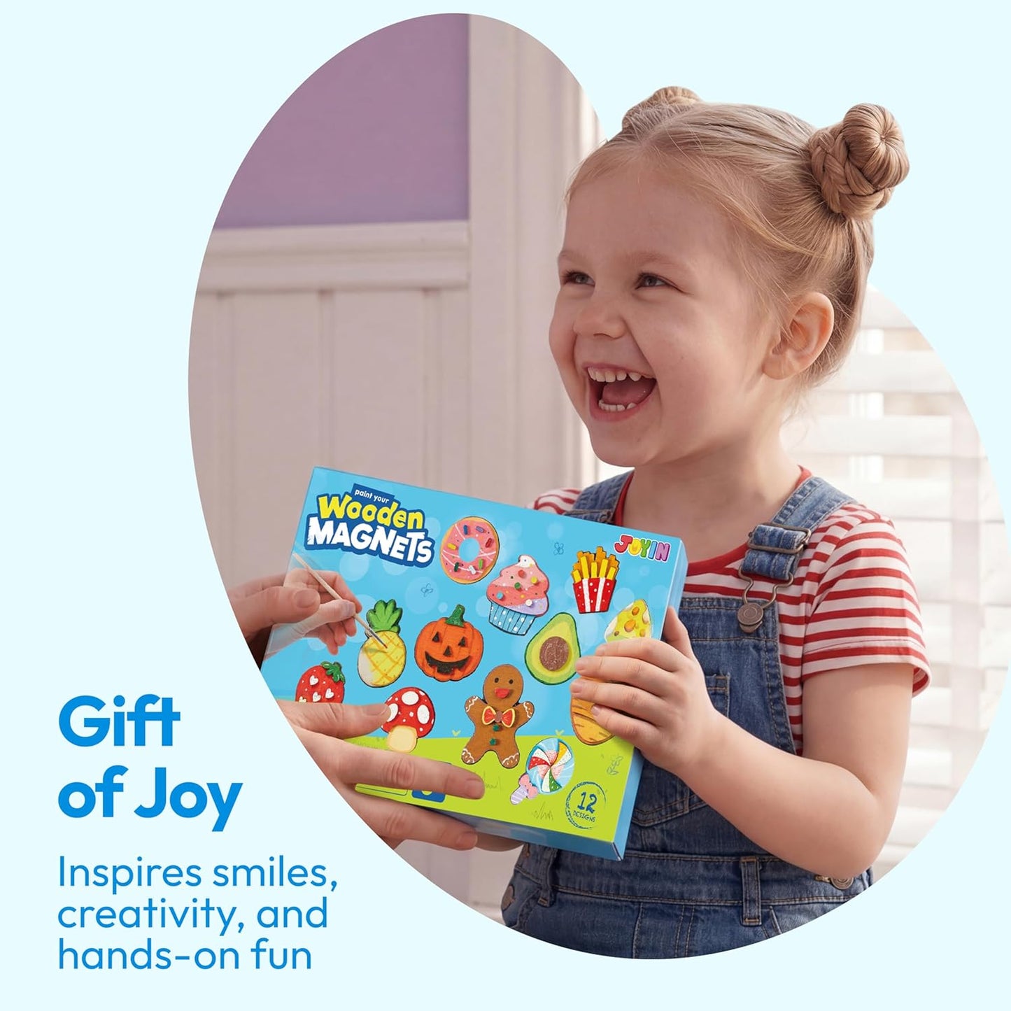 JOYIN 12 Wooden Magnet Creativity Arts & Crafts Painting Kit for Kids, Decorate Your Own Painting Gift for Halloween Crafts, Birthday Parties and Family Crafts, Party Favors for Boys Girls