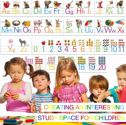 15 Pieces Cursive Alphabet Line Bulletin Board Set Alphabet Classroom Wall Strips Wall Decor for Pre-School Kindergarten Elementary Nursery Homeschool (Cursive)