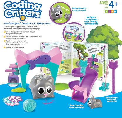 Learning Resources Coding Critters Scamper & Sneaker, Screen Free Toys Coding for Kids, Electronic Learning & Education Toys for Preschool STEM Ages 4 and Up