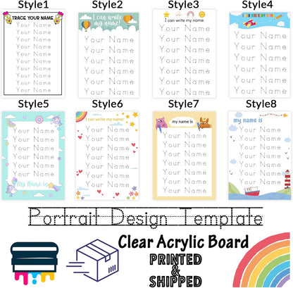 Personalized Name Writing Practice Cusotm Reusable Acrylic Name Tracing Board A4 Size Handwriting Practice for Preschool