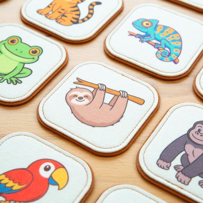 Felt Matching Game for Ages 2–4 – Soft and Safe for Ages 1+ – Montessori Memory Game – Sensory Flash Cards – Best Educational Gift for Ages 1–3 - Woodland Animal Theme