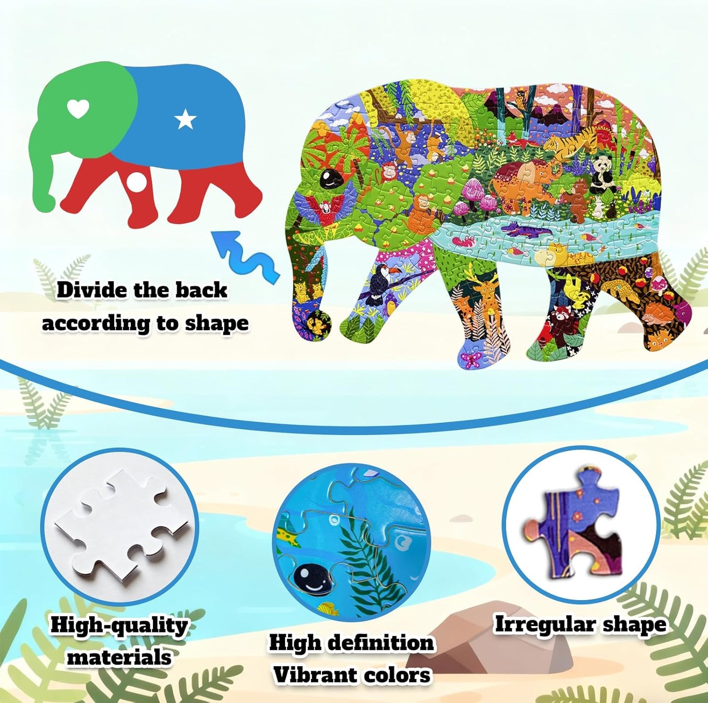 GIVEITALL Irregular Animal Puzzles for Kids Ages 4-6 6-8 8-10 10-12 Year Old,Panda Puzzle 180 Pieces Enlightening Floor Puzzle Game Creative Gifts for Boys Girls (Panda)