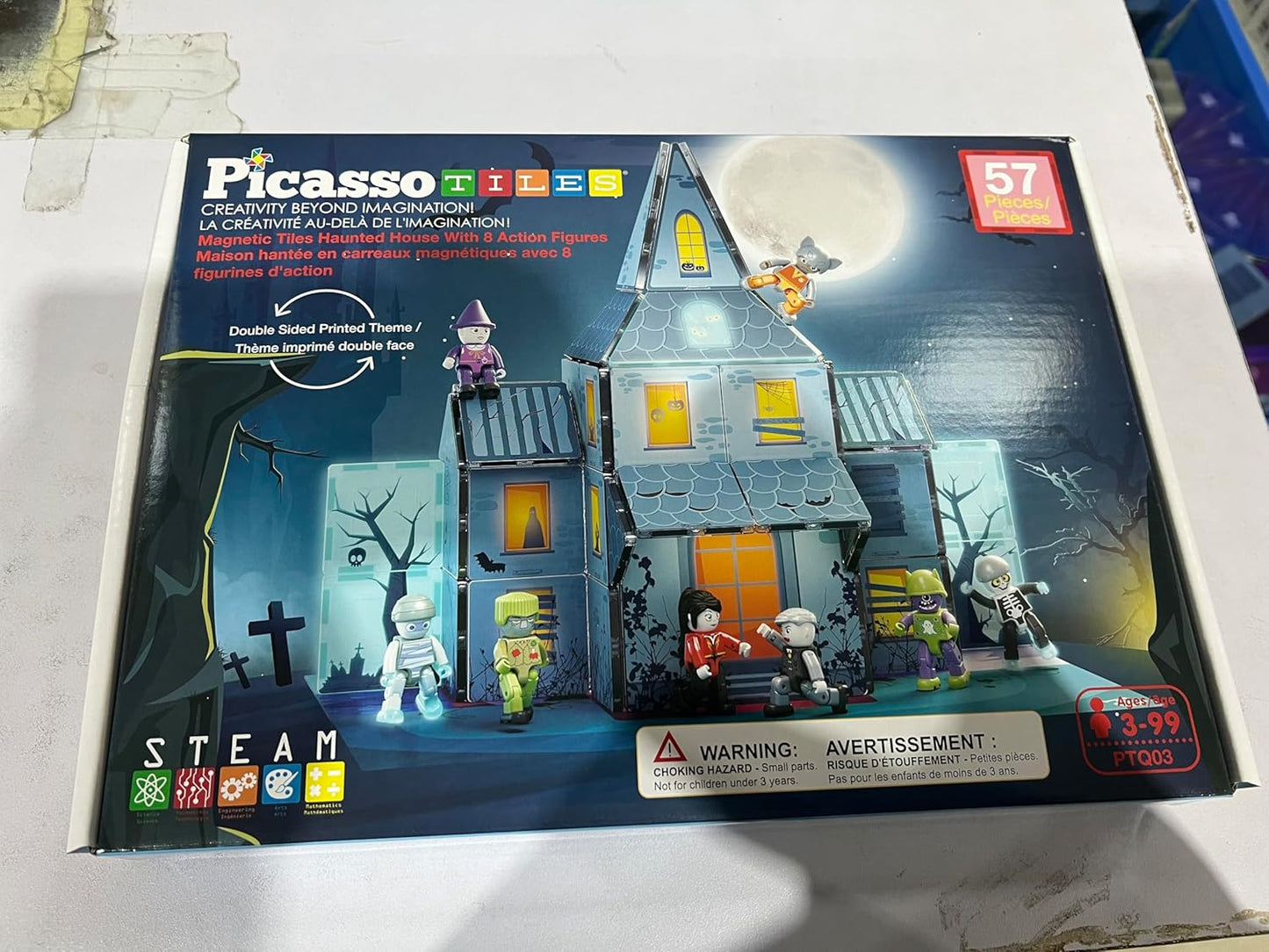PicassoTiles 60pc Magnetic Tile Princess Castle Building Set with Double Sided Printed Tiles 2 Character Figures STEM Educational Toy Kit for Kids Pretend Play Montessori Learning Ages 3 to 8 PTQ04