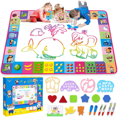 Water Doodle Mat - Kids Painting Writing Doodle Toy Board - Color Doodle Drawing Mat Bring Magic Pens Educational Toys for Age 3 4 5 6 7 8 9 10 11 12 Year Old Girls Boys Age Toddler Gift (Pink)
