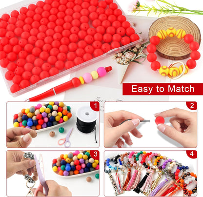 65Pcs 19mm Silicone Beads for Keychain Making Bracelet Necklace, Bulk Round Silicone Beads for Pens（Christmas Green） - Colors B