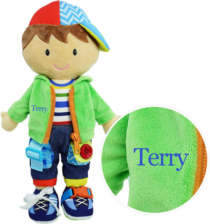 June Garden 16" Dressy Friends Bunnie - Educational Stuffed Plush Doll for Kids and Toddlers 2 Years and Up - Montessori Soft Toy Doll