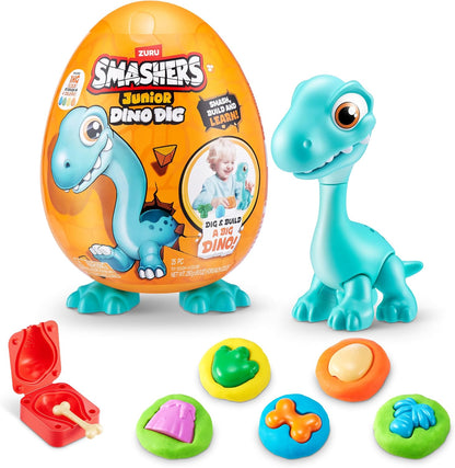 Smashers Junior Dino Dig Large Egg (Brontosaur) by ZURU 18+ Surprises Compounds Mold Dinosaur Preschool Toys Build Construct Sensory Play for Kids 18 Months - 3 Years