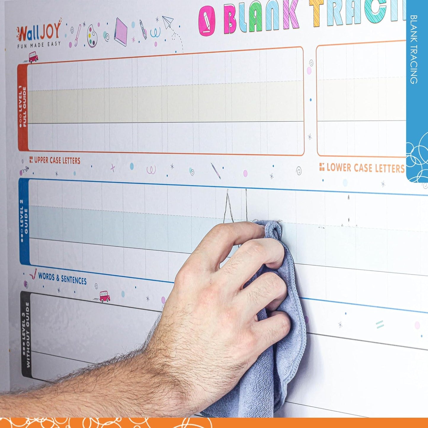 Dry Erase Handwriting Practice for Kids – 39.4×16” Large Clear Lined Dry Erase Board, Whiteboard with Lines that Sticks to Any Surface