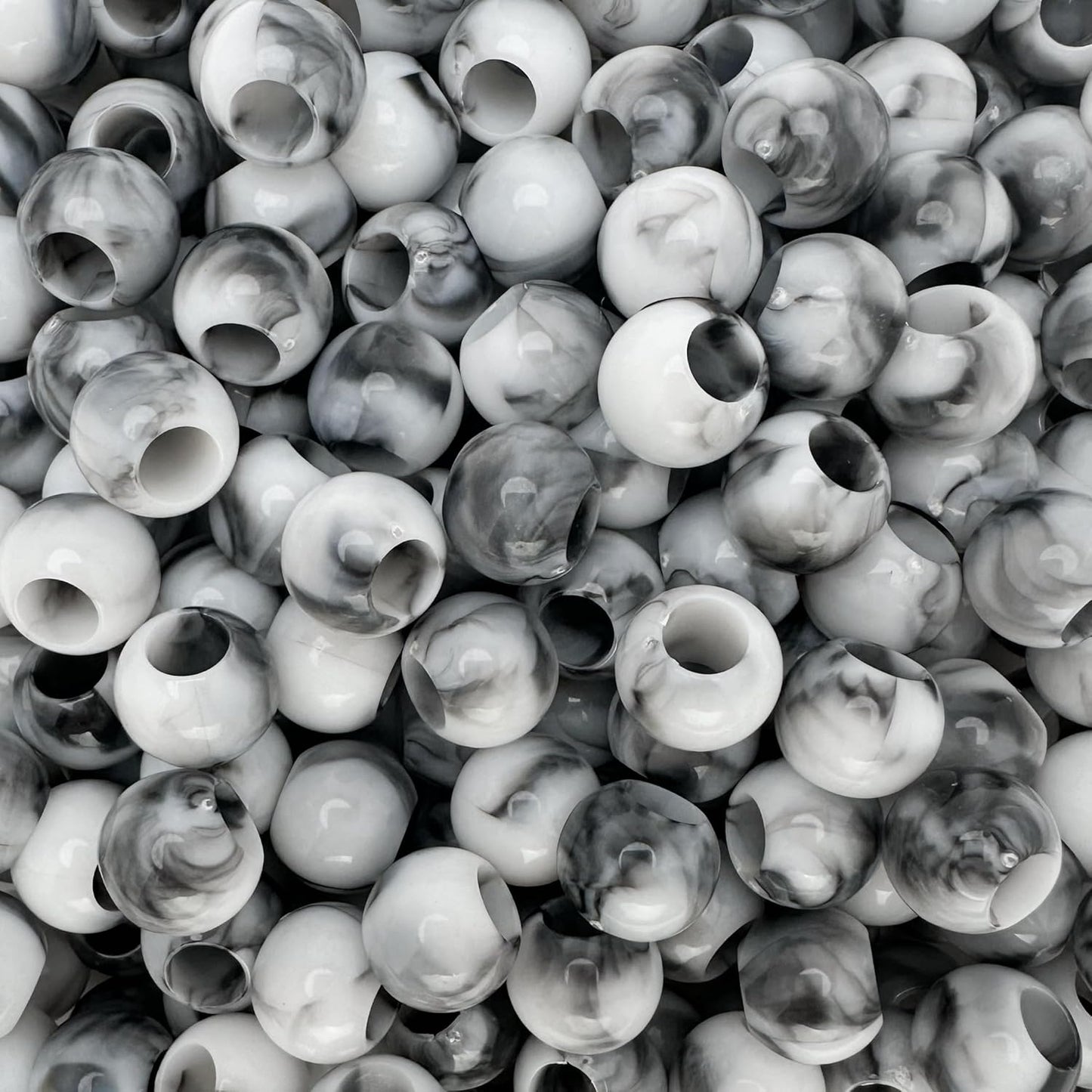 300 Acrylic Large Hole Beads for Crafts and for Hair 10mm x 12mm Acrylic Barrel Beads with 5.7mm Large Hole, Glossy Primary Assortment