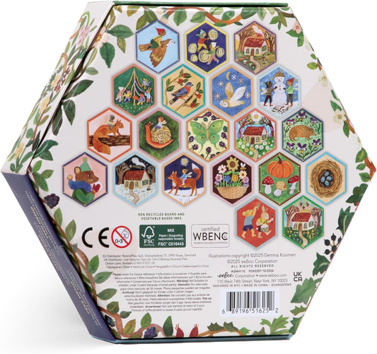 eeBoo: Memory & Matching Game - Cottage Fairies - 20 Hexagon-Shaped Matching Pairs, Nature Themed Concentration Tile Game, Kids Ages 3+, 1-4 Players